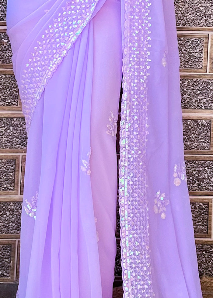 Lavender Georgette Saree With Blouse Piece