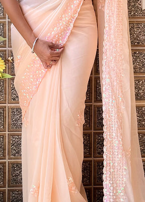 Peach Georgette Saree With Blouse Piece