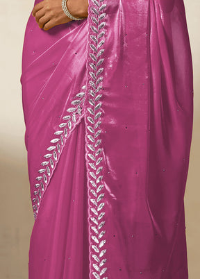 Purple Spun Silk Saree With Blouse Piece