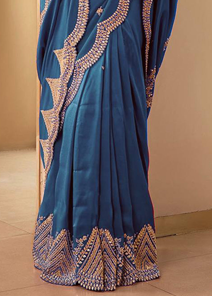 Rama Spun Silk Saree With Blouse Piece