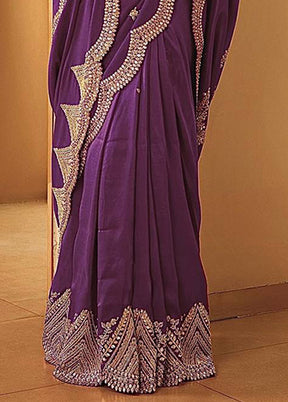 Wine Spun Silk Saree With Blouse Piece