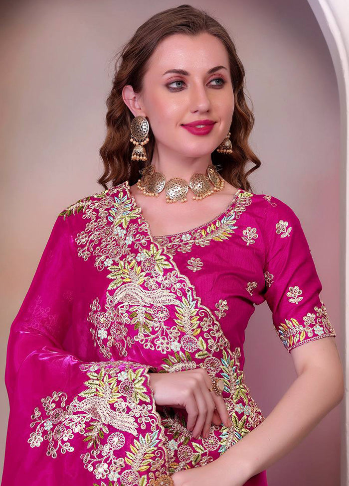 Pink Spun Silk Saree With Blouse Piece