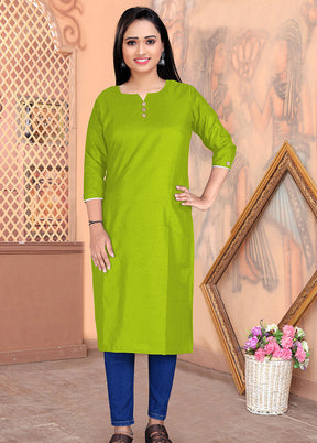Green Readymade Cotton Kurti