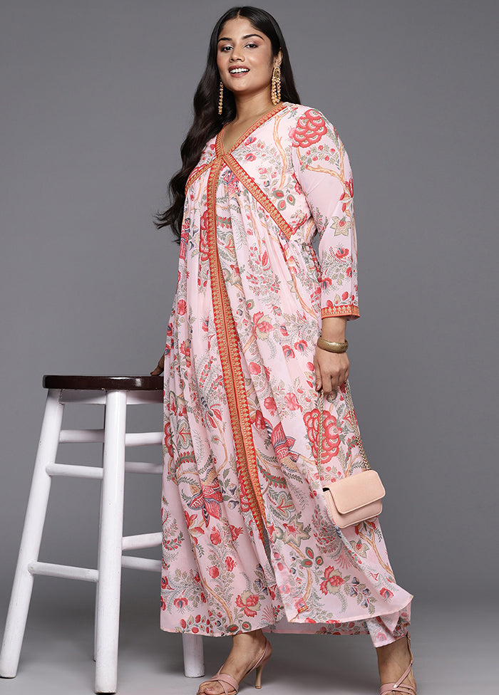 2 Pc Pink Readymade Georgette Kurti Set