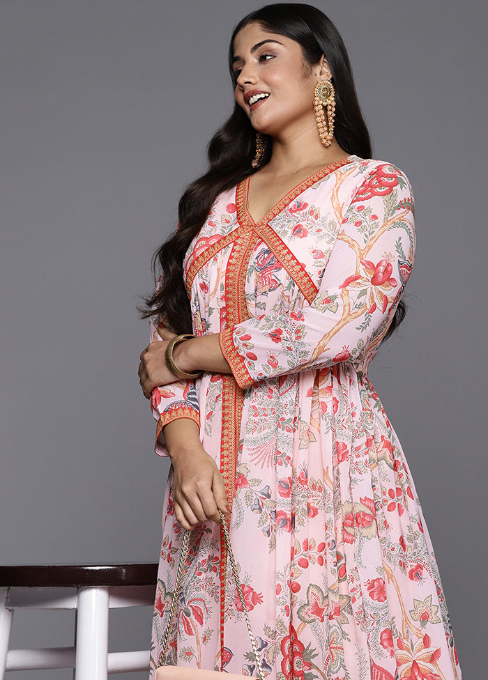 2 Pc Pink Readymade Georgette Kurti Set