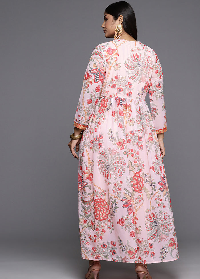2 Pc Pink Readymade Georgette Kurti Set