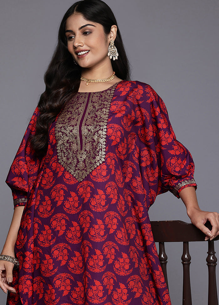 2 Pc Purple Readymade Silk Kurti Set