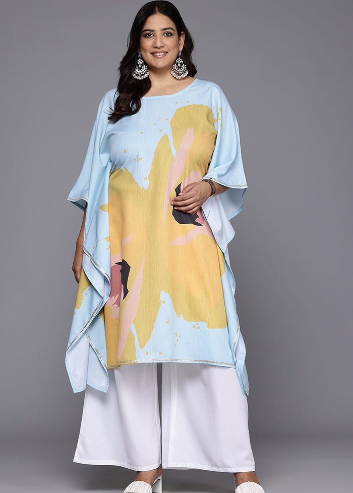 2 Pc Blue Readymade Silk Kurti Set