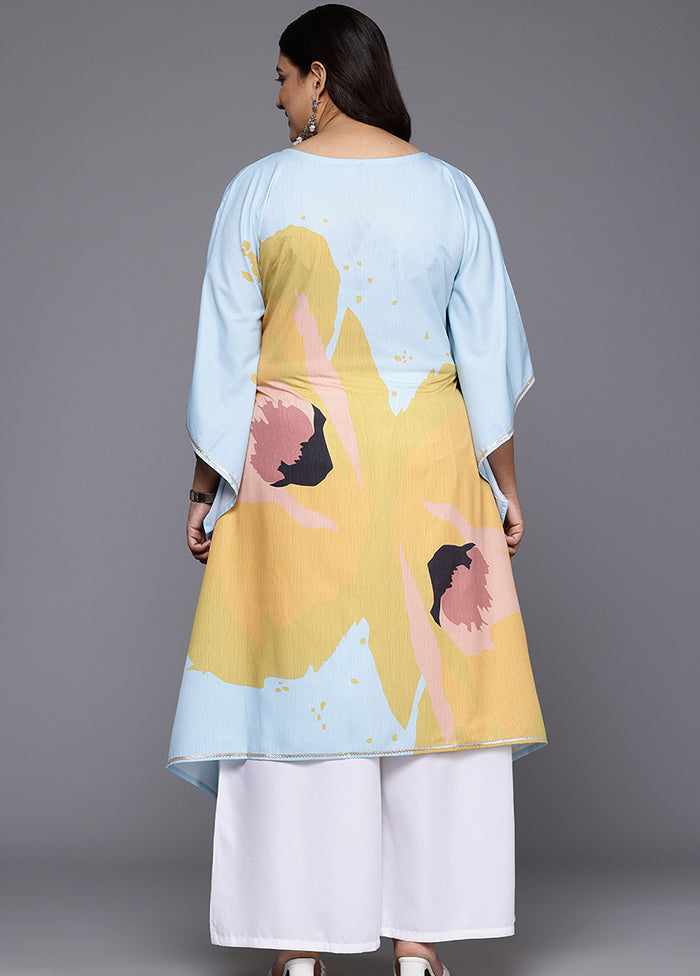 2 Pc Blue Readymade Silk Kurti Set