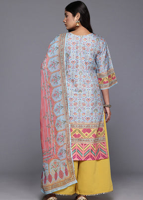 3 Pc Multicolor Readymade Silk Dupatta Suit Set