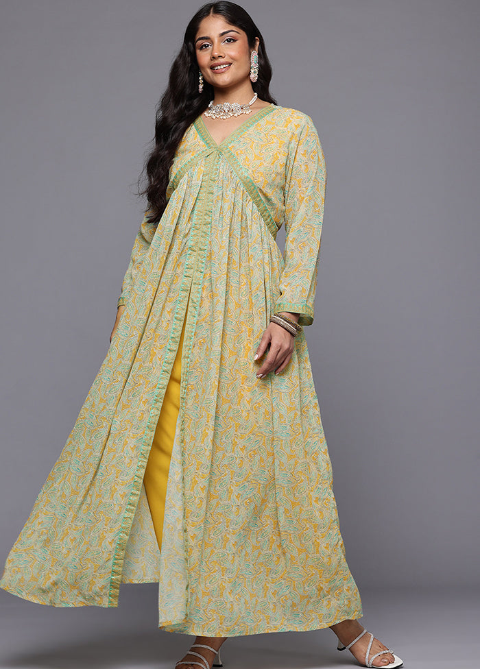 2 Pc Mustard Readymade Georgette Kurti Set