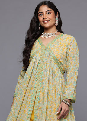 2 Pc Mustard Readymade Georgette Kurti Set