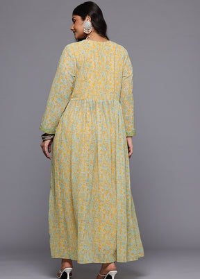 2 Pc Mustard Readymade Georgette Kurti Set
