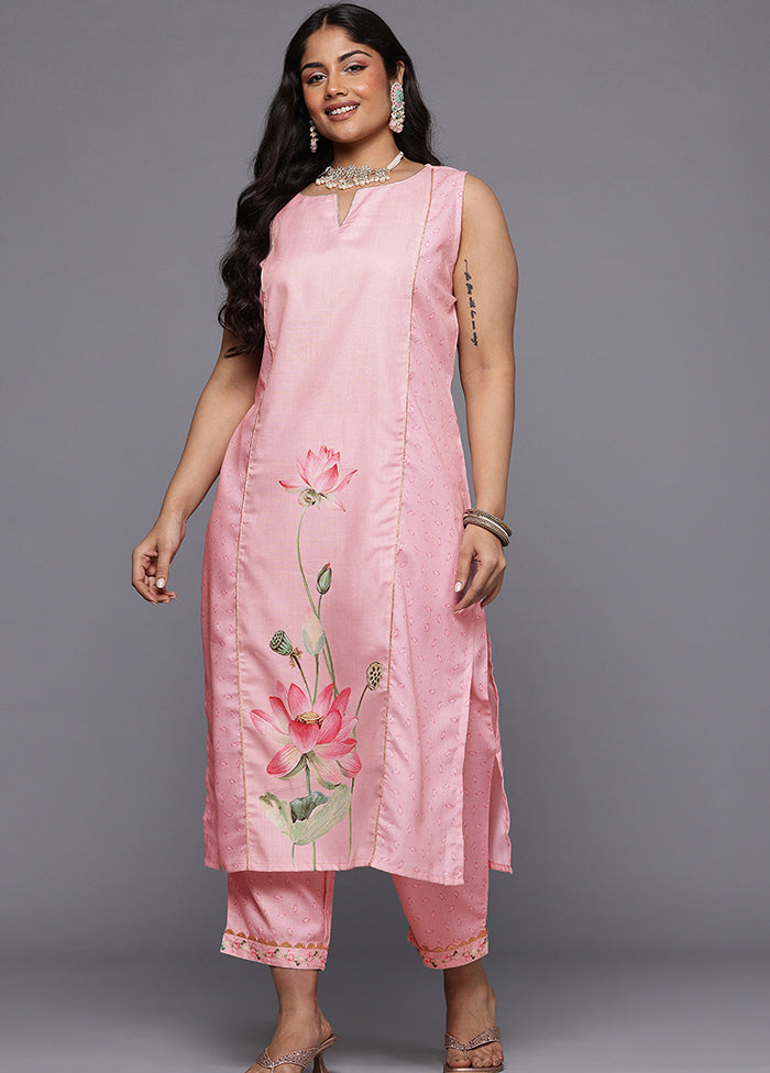 2 Pc Pink Readymade Cotton Kurti Set