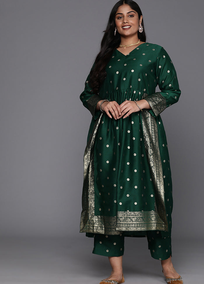 2 Pc Green Readymade Chanderi Kurti Set