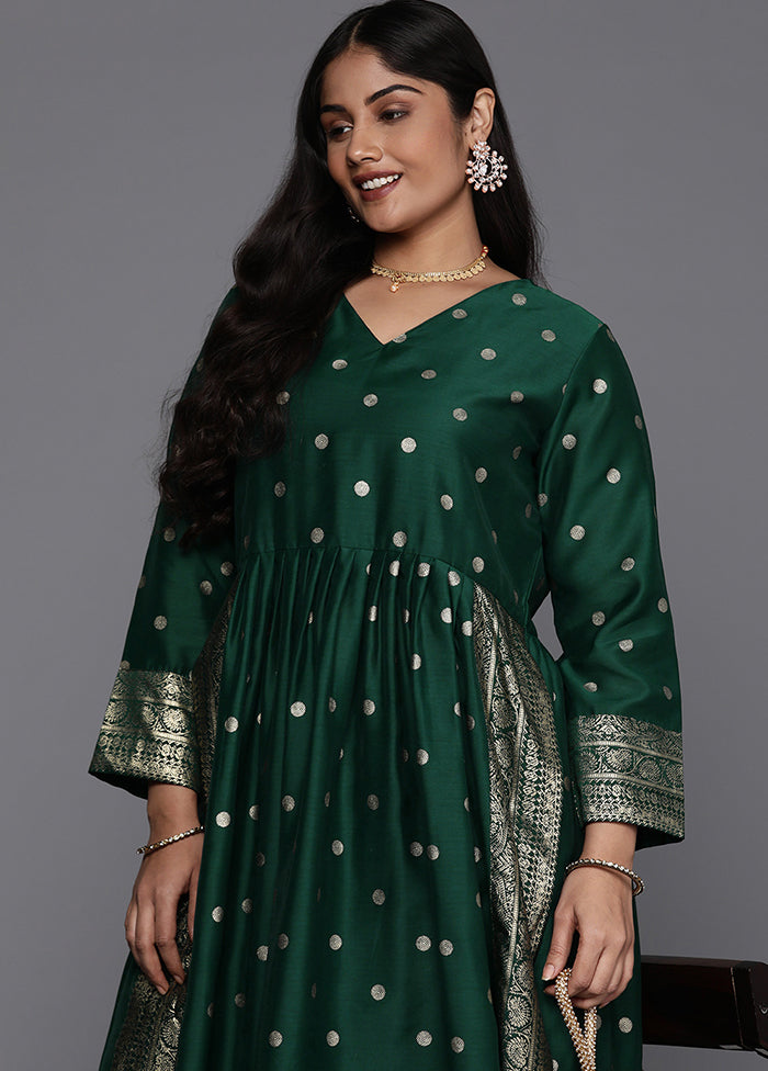 2 Pc Green Readymade Chanderi Kurti Set