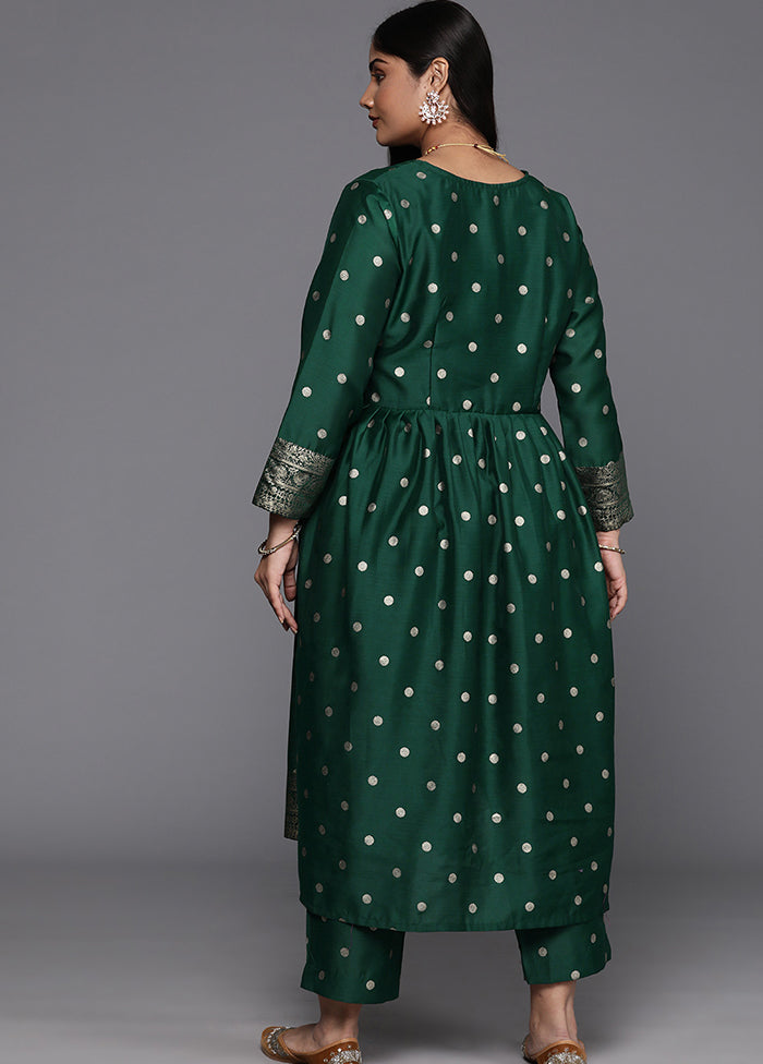 2 Pc Green Readymade Chanderi Kurti Set