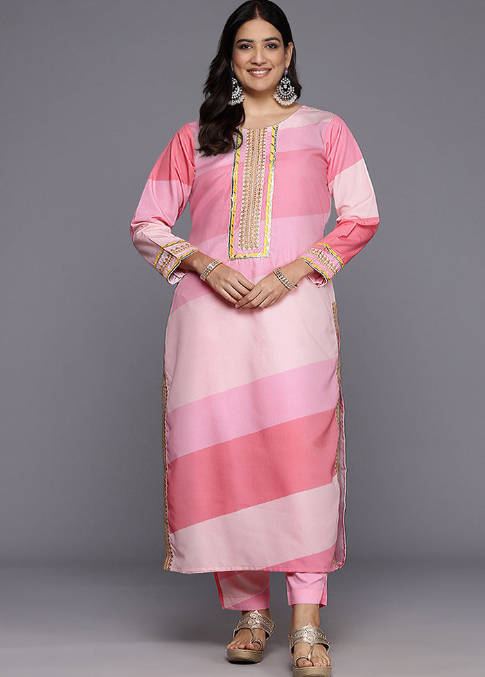 2 Pc Pink Readymade Silk Kurti Set
