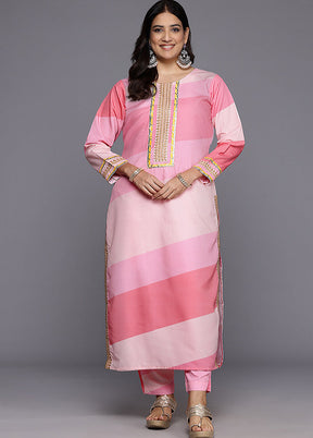 2 Pc Pink Readymade Silk Kurti Set