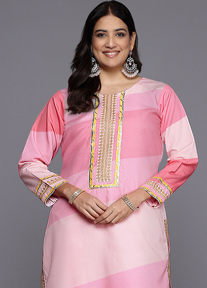 2 Pc Pink Readymade Silk Kurti Set