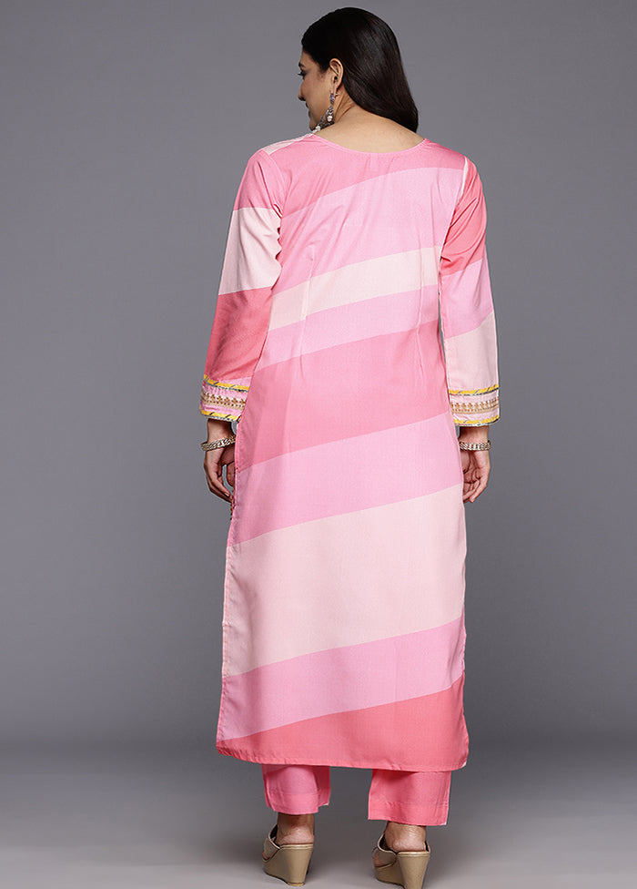 2 Pc Pink Readymade Silk Kurti Set