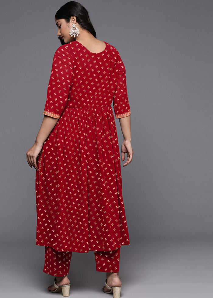 2 Pc Maroon Readymade Georgette Kurti Set