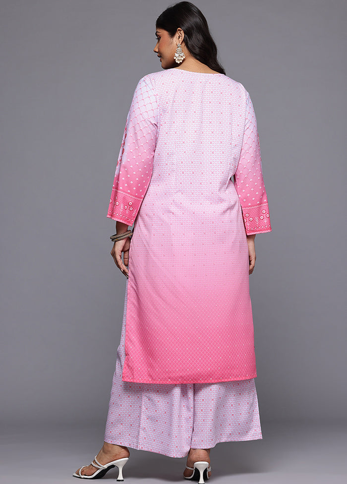 2 Pc Pink Readymade Silk Kurti Set