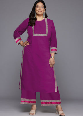 2 Pc Purple Readymade Silk Kurti Set