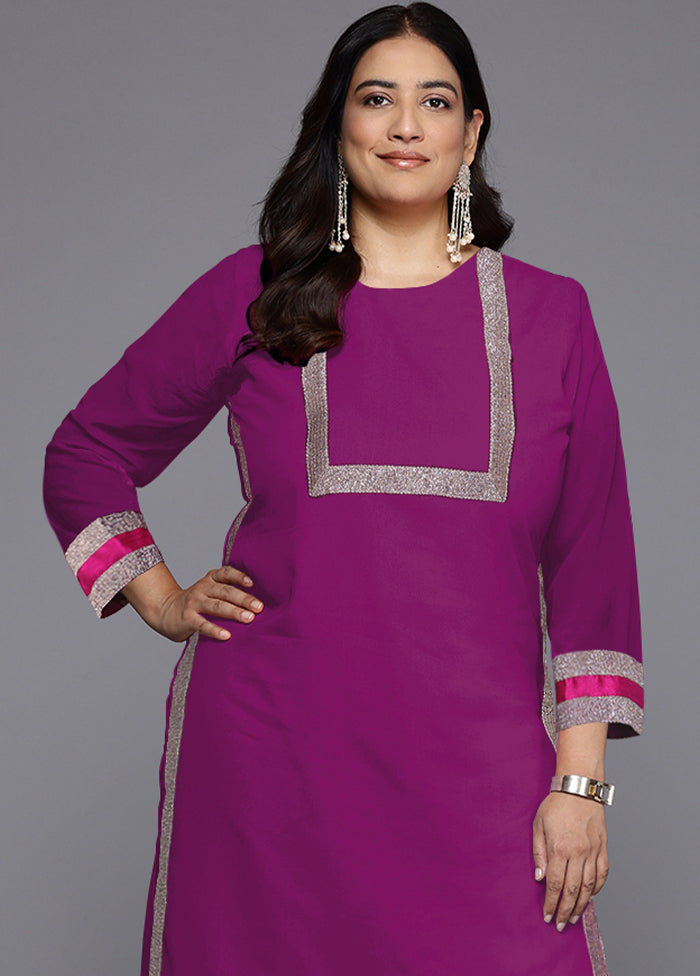 2 Pc Purple Readymade Silk Kurti Set