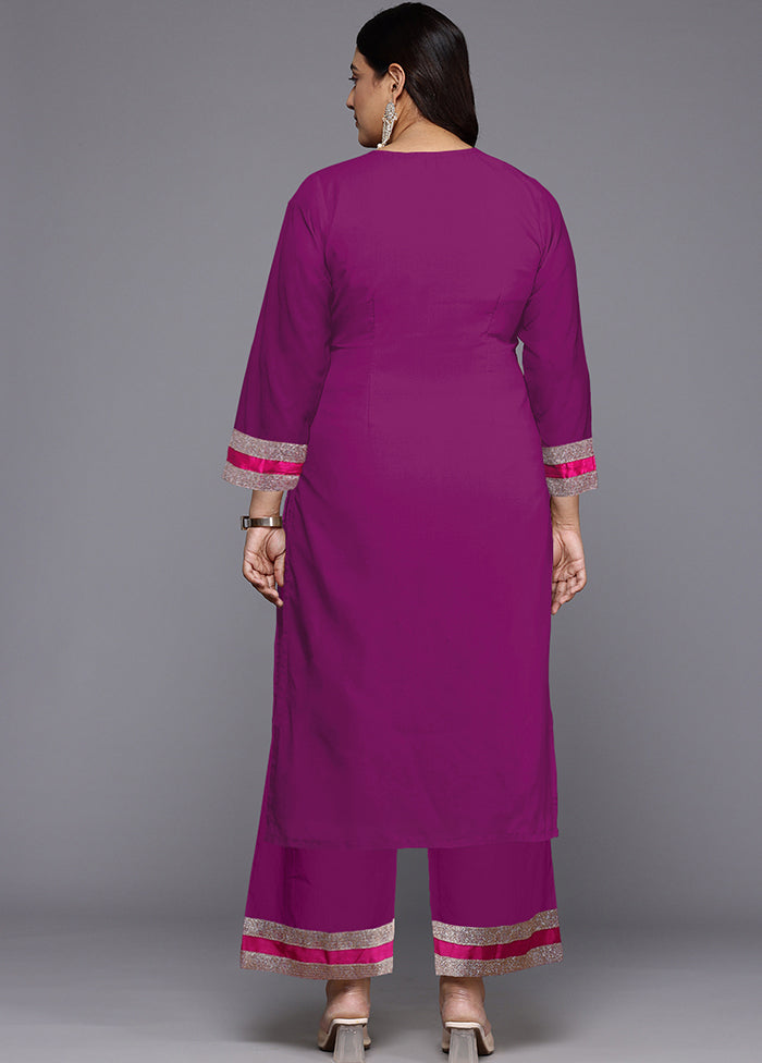 2 Pc Purple Readymade Silk Kurti Set