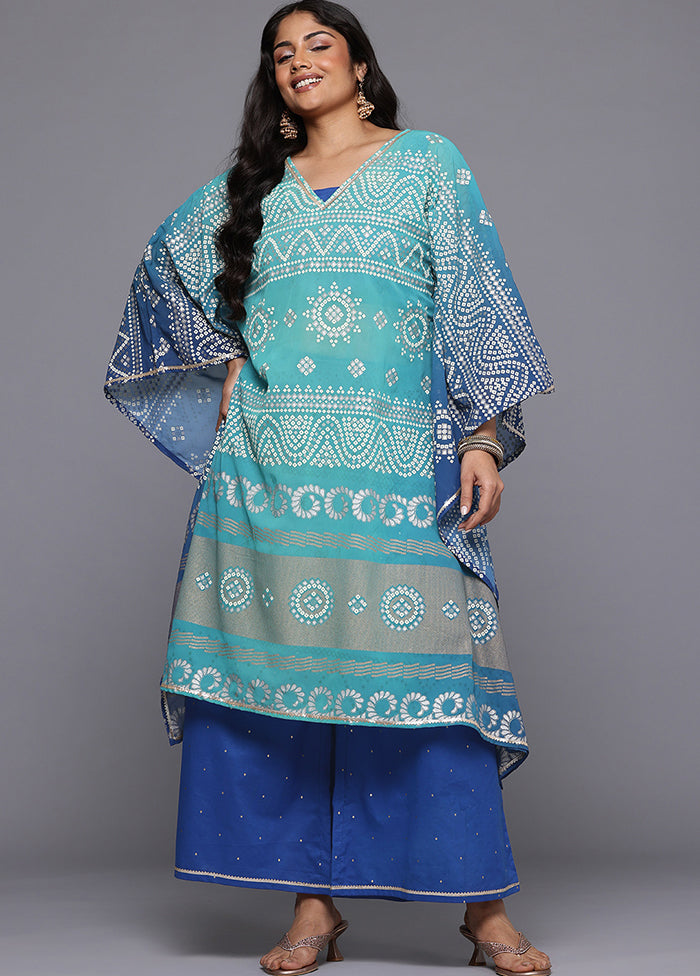 2 Pc Blue Readymade Georgette Kurti Set