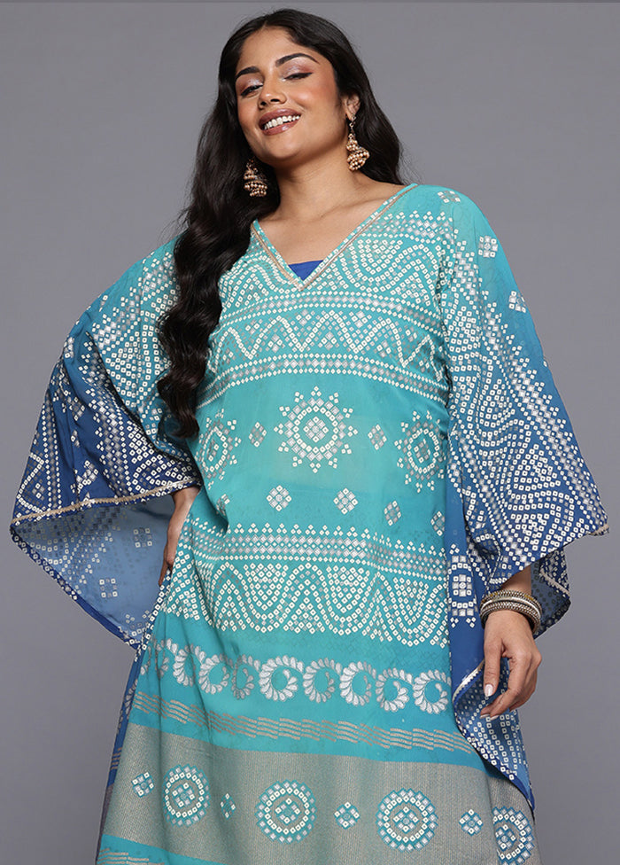 2 Pc Blue Readymade Georgette Kurti Set