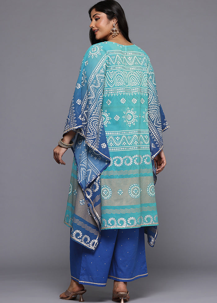 2 Pc Blue Readymade Georgette Kurti Set
