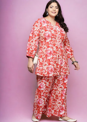 Red Readymade Cotton Tunic