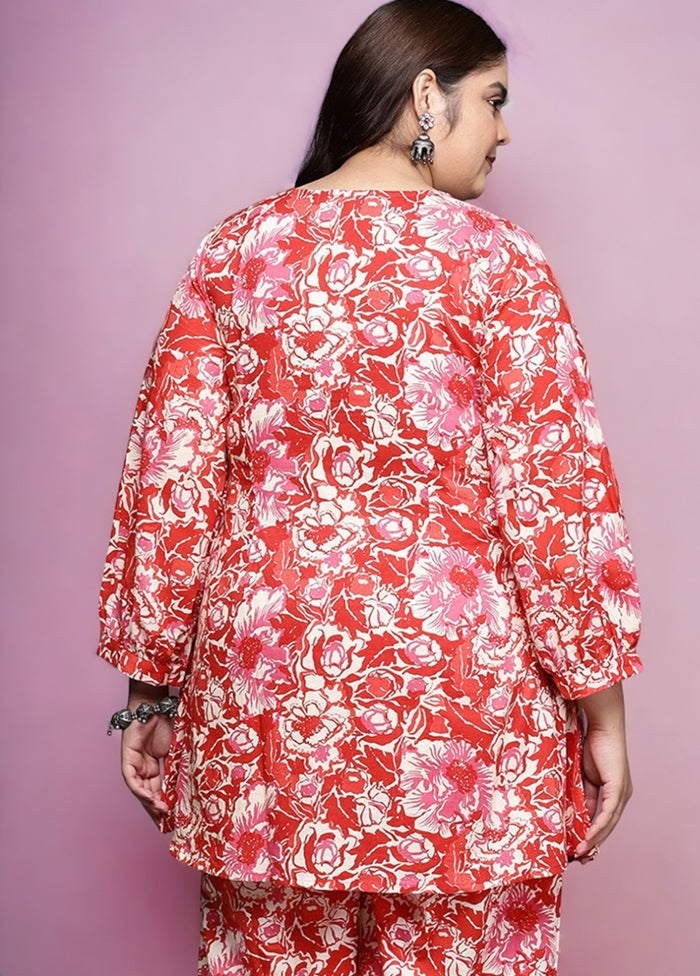 Red Readymade Cotton Tunic