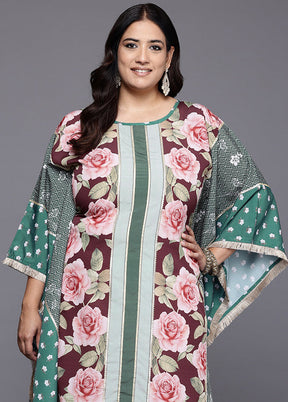 Green Readymade Silk Kurti