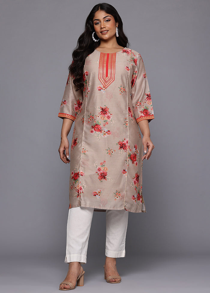 Cream Readymade Chanderi Kurti