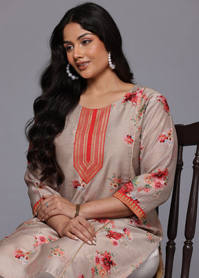Cream Readymade Chanderi Kurti