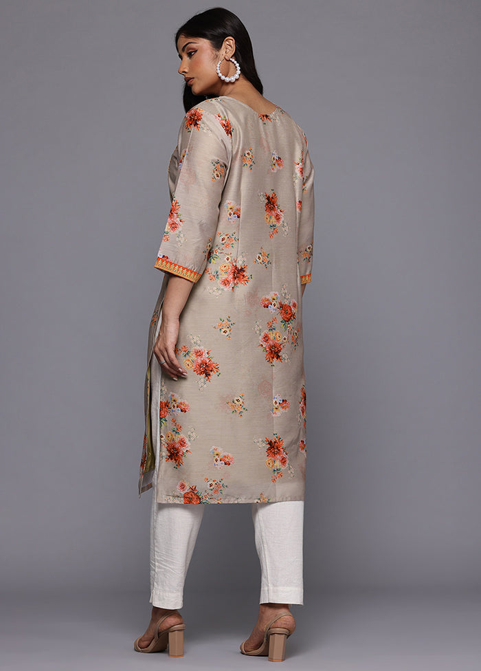 Cream Readymade Chanderi Kurti