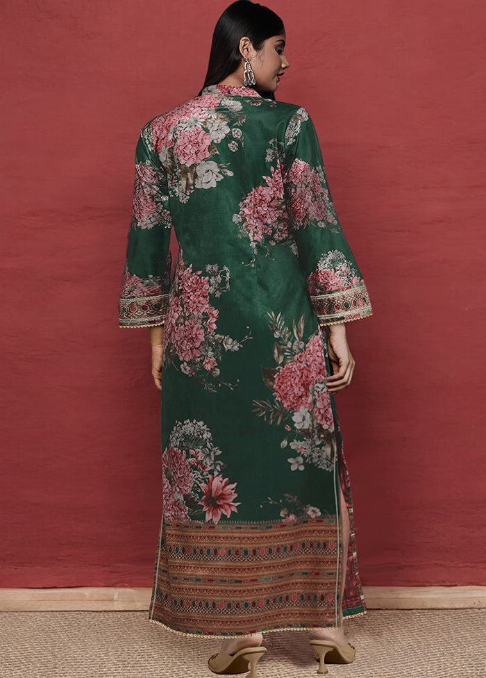 Green Readymade Silk Kurti