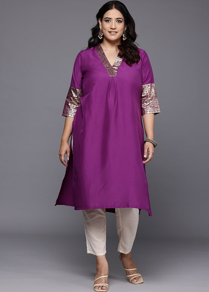 Purple Readymade Silk Kurti