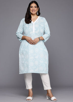 Blue Readymade Cotton Kurti