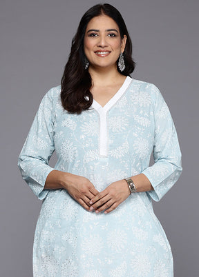 Blue Readymade Cotton Kurti