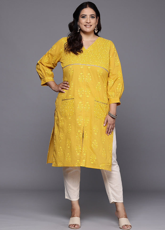 Mustard Readymade Cotton Kurti