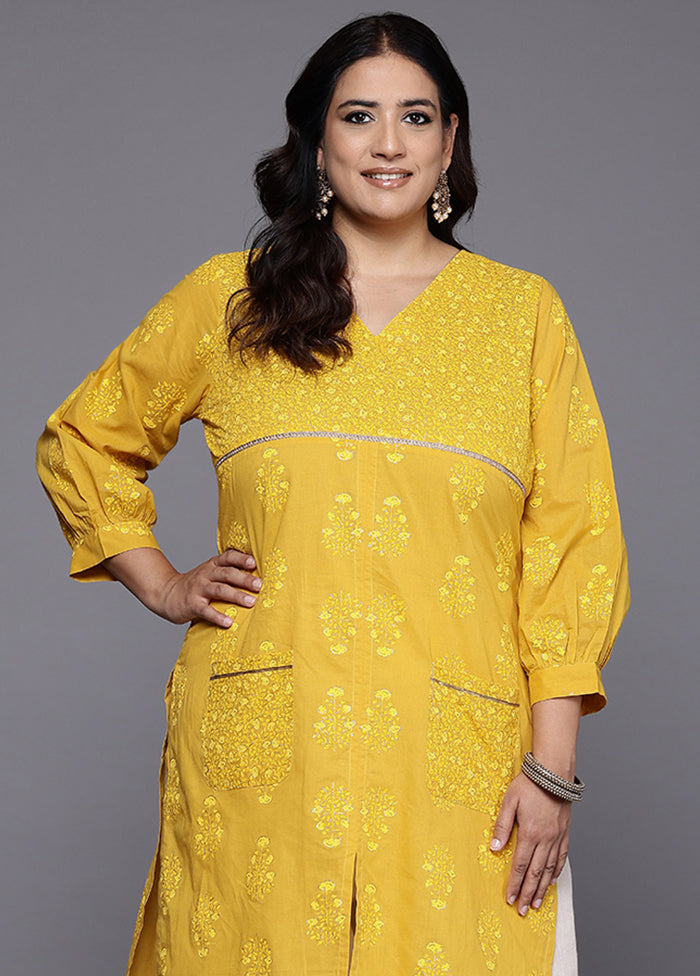 Mustard Readymade Cotton Kurti