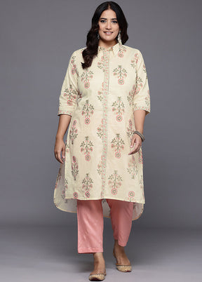 Off White Readymade Cotton Kurti