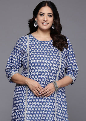 Blue Readymade Cotton Kurti