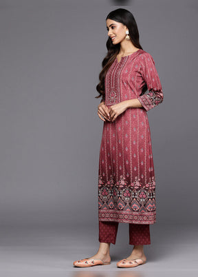 3 Pc Maroon Cotton Suit Set