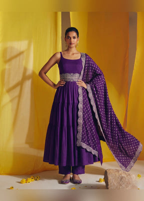 3 Pc Purple Silk Suit Set