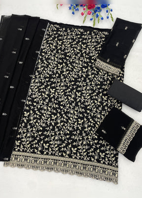 3 Pc Black Georgette Suit Set